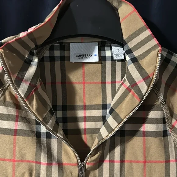 Burberry Plaid Print Mock Neck Top
